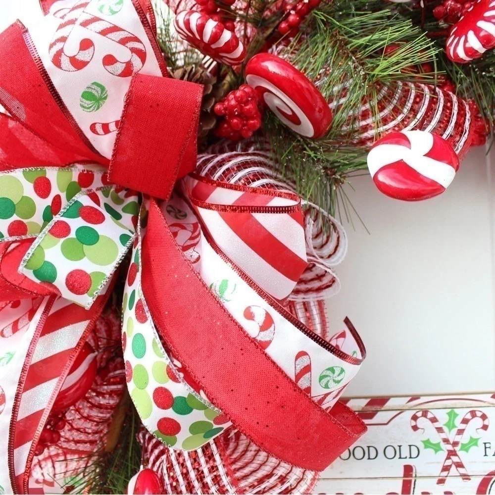 Candy Cane Christmas Wreath for Front Door